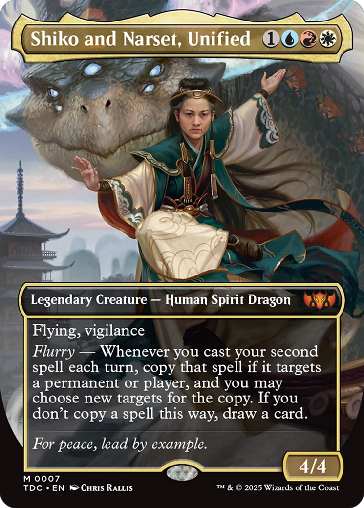 Shiko and Narset, Unified (Borderless) [Tarkir: Dragonstorm Commander]-1