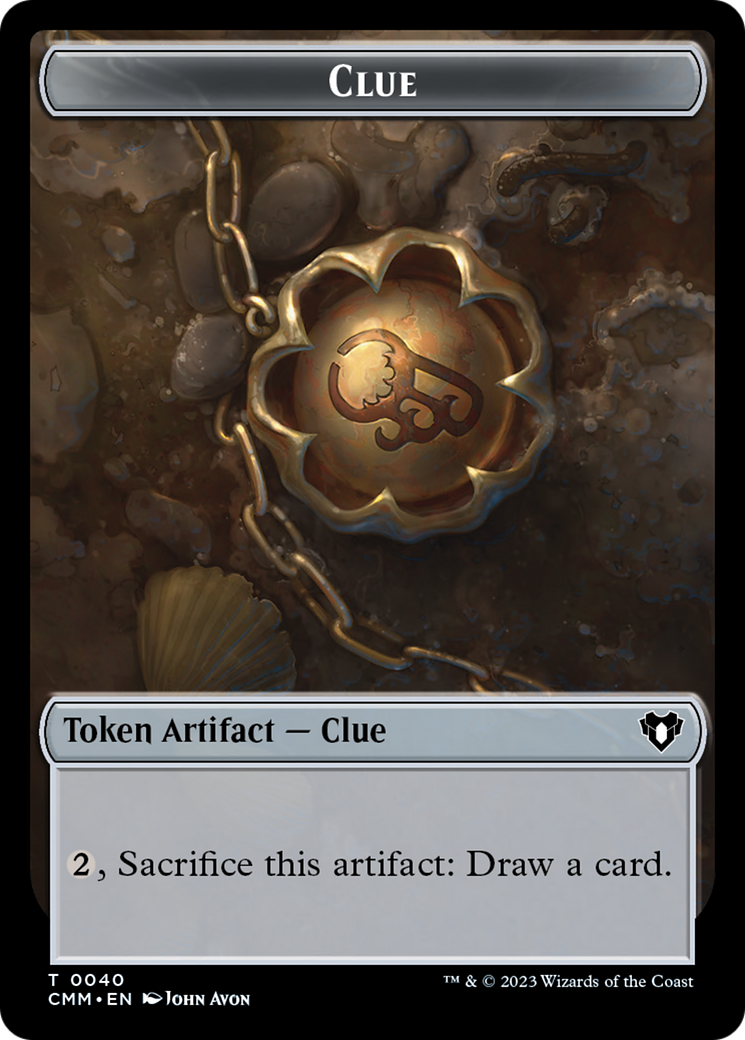 Clue // Emblem - Teferi, Temporal Archmage Double-Sided Token [Commander Masters Tokens]-1