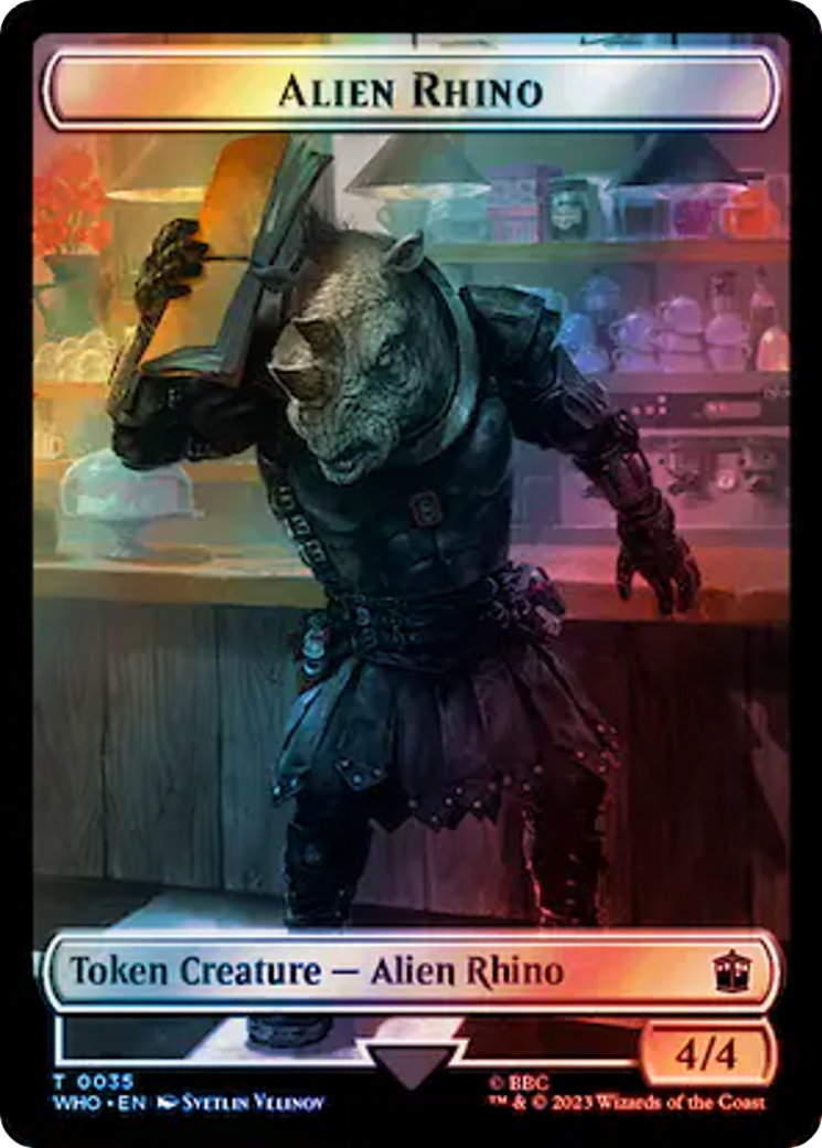 Alien Rhino // Food (0058) Double-Sided Token (Surge Foil) [Doctor Who Tokens]-1