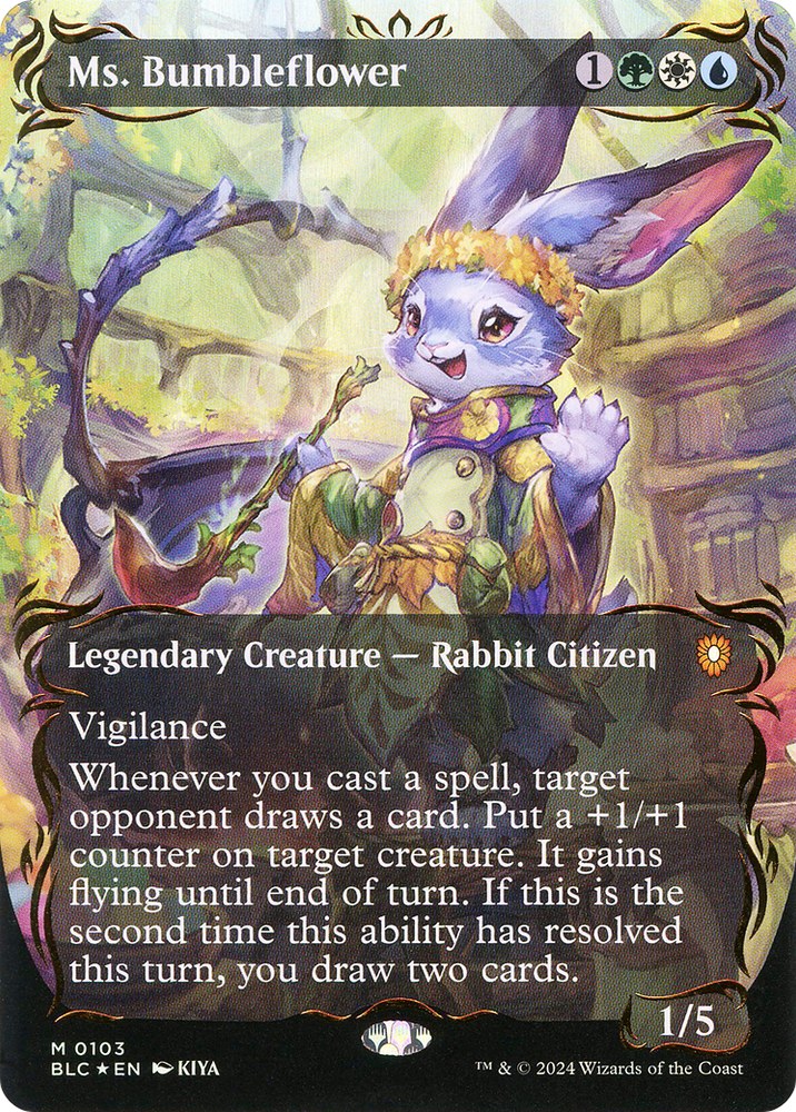 Ms. Bumbleflower (Borderless) (Raised Foil) [Bloomburrow Commander]