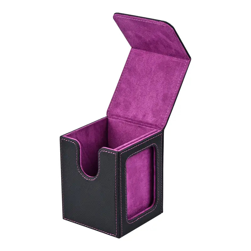 120+ Flip Lid Deck Box with Display Window (Black/Purple)