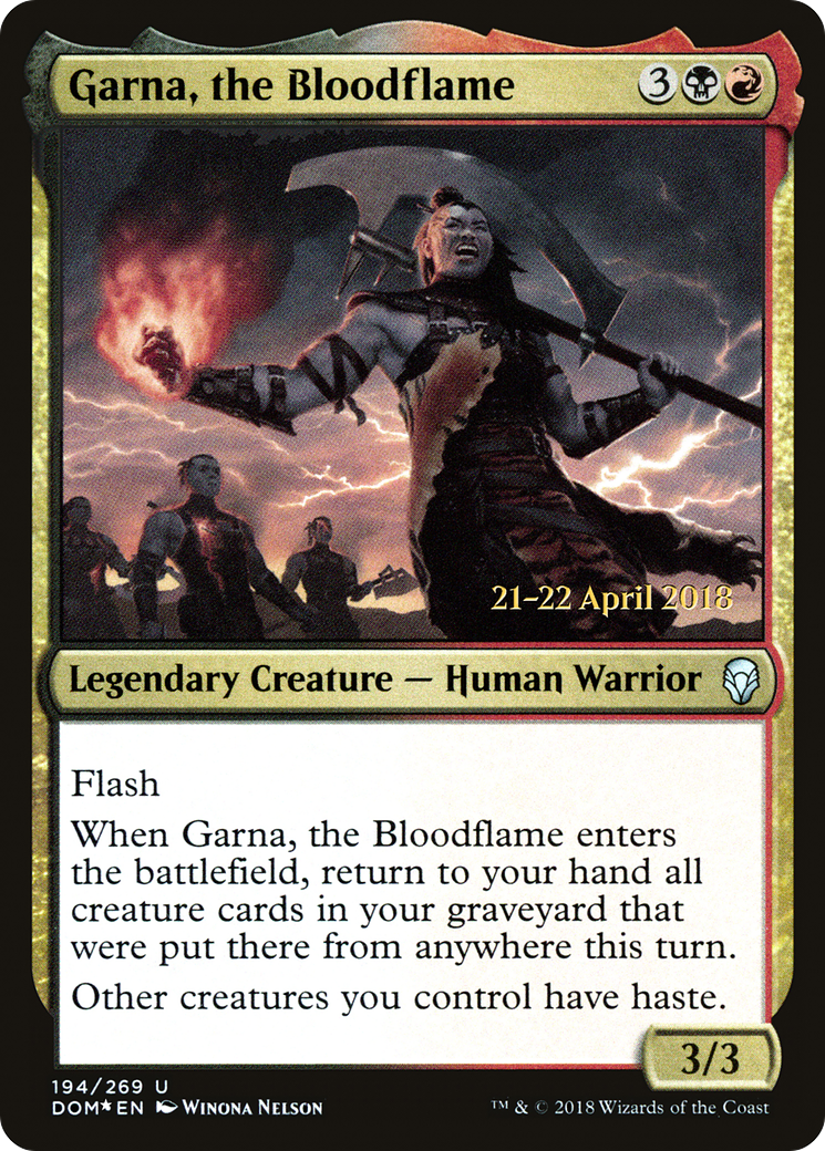 Garna, the Bloodflame [Dominaria Prerelease Promos]-1