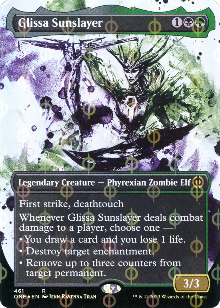Glissa Sunslayer (Borderless Ichor Step-and-Compleat Foil) [Phyrexia: All Will Be One]-1
