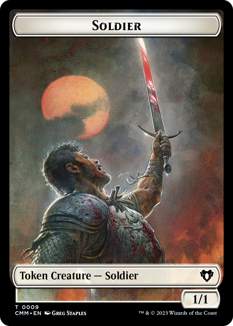 Soldier (0009) // Daretti, Scrap Savant Emblem Double-Sided Token [Commander Masters Tokens]-1