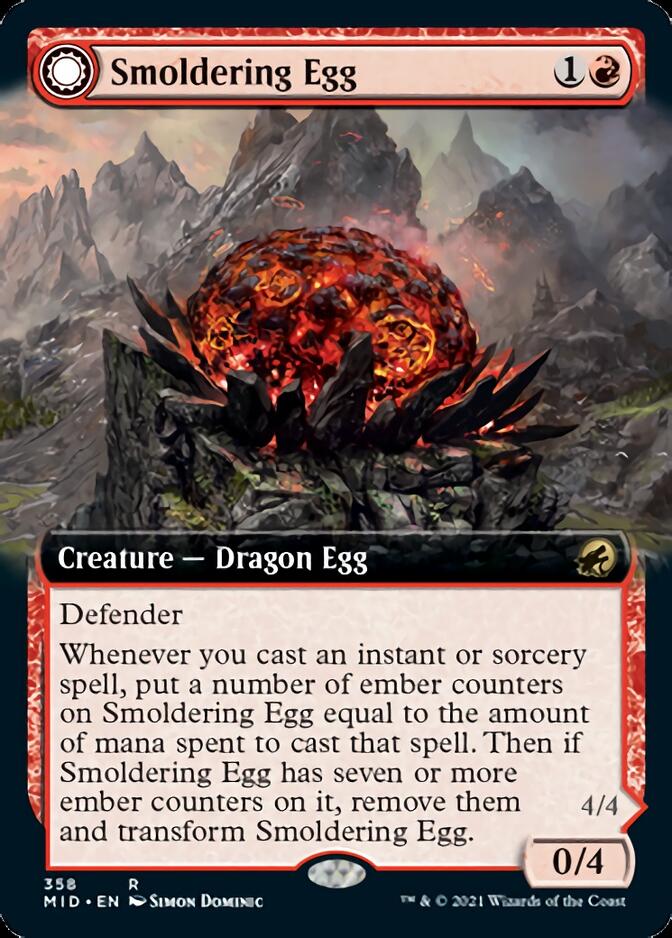 Smoldering Egg // Ashmouth Dragon (Extended Art) [Innistrad: Midnight Hunt]-1
