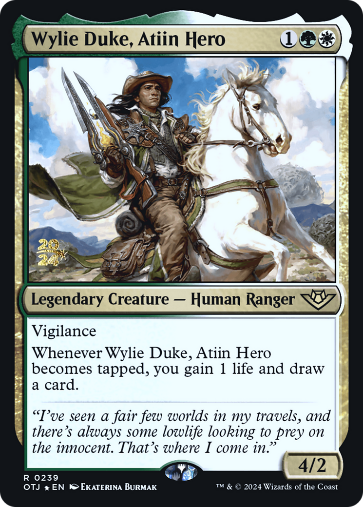 Wylie Duke, Atiin Hero (PRE-239) - Outlaws of Thunder Junction Promos Foil-1