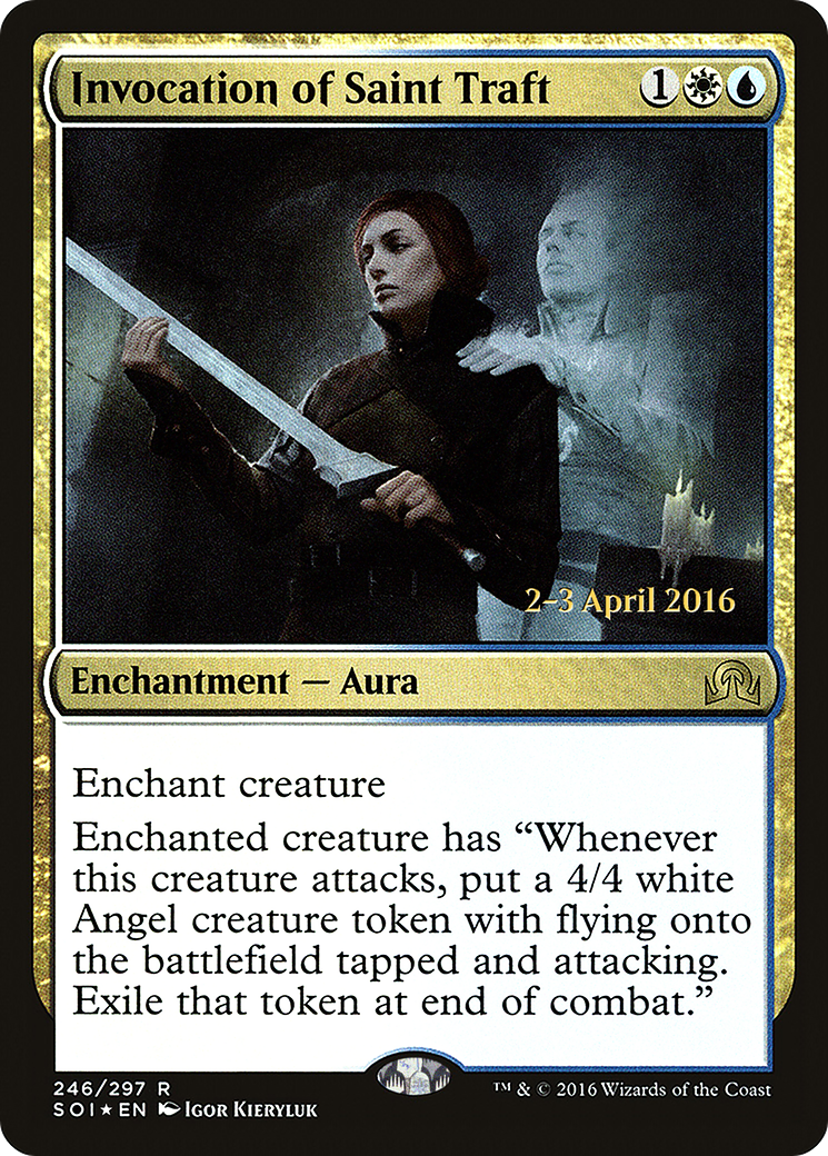 Invocation of Saint Traft [Shadows over Innistrad Prerelease Promos]-1