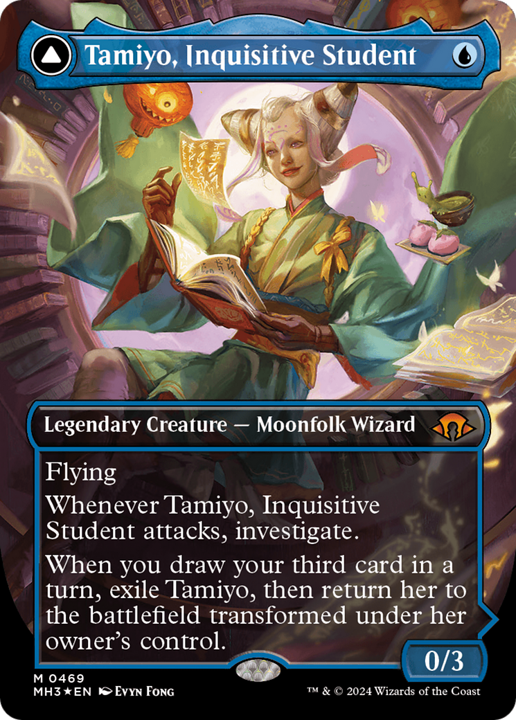 Tamiyo, Inquisitive Student // Tamiyo, Seasoned Scholar (Borderless) (Textured Foil) [Modern Horizons 3]-1