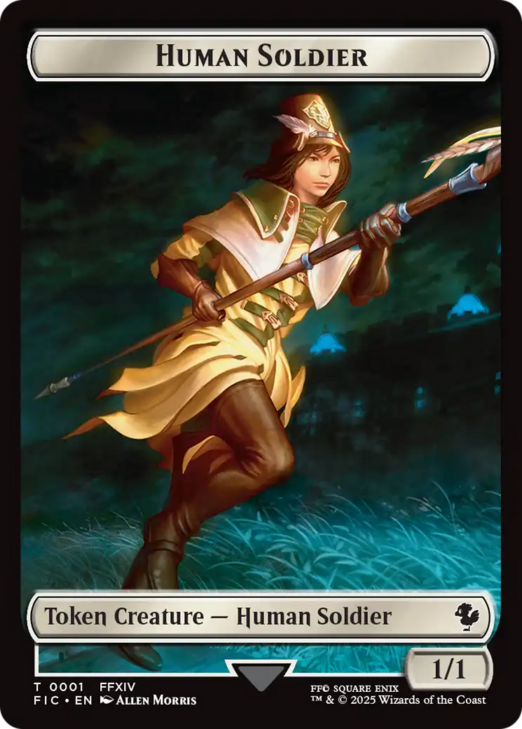 Human Soldier // Hero (0033) Double-Sided Token (Surge Foil) [FINAL FANTASY Commander Tokens]-1
