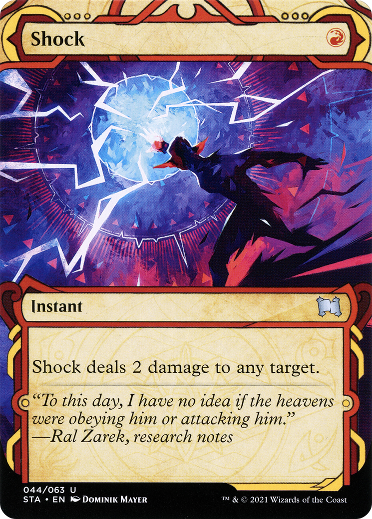 Shock (STA-044) - Strixhaven Mystical Archive: (Showcase) (Borderless) Etched Foil-1