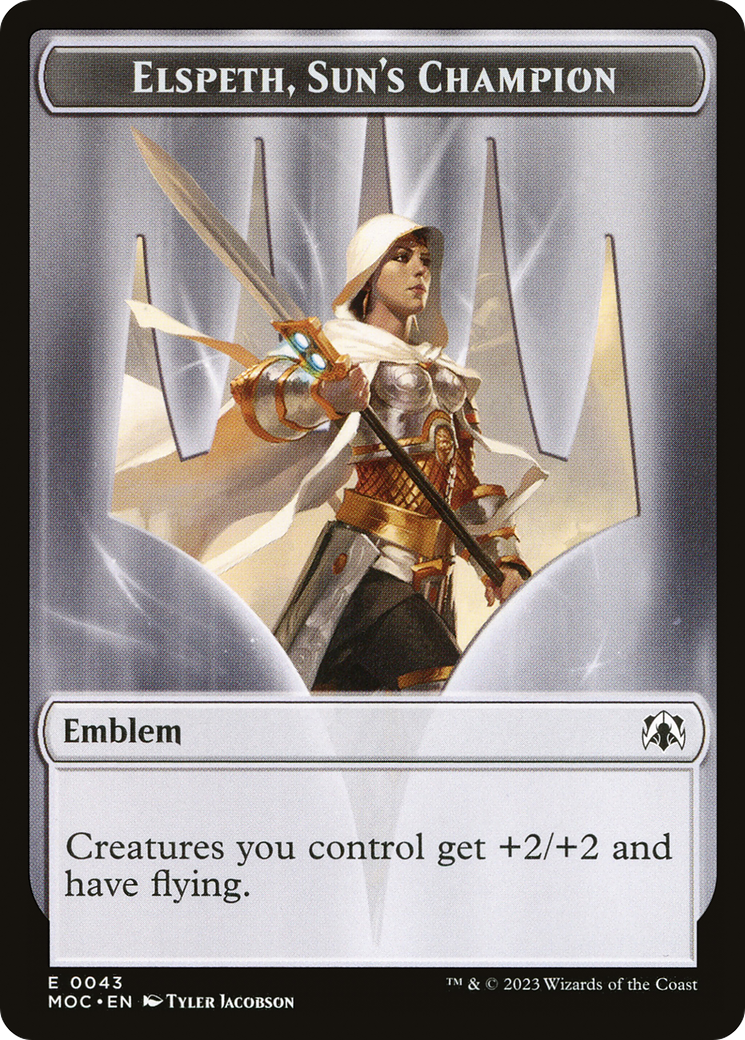 Elspeth, Sun's Champion Emblem (TMOC-043) - March of the Machine Commander Tokens-1