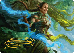 Nissa, Worldsoul Speaker Art Card (Gold-Stamped Signature) [Aetherdrift Art Series]-1