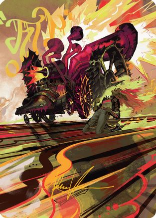 Rocketeer Boostbuggy Art Card (Gold-Stamped Signature) [Aetherdrift Art Series]-1