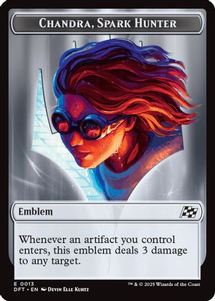 Emblem - Chandra, Spark Hunter // Vehicle Double-Sided Token [Aetherdrift Tokens]-3
