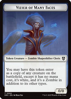 Vizier of Many Faces // Zombie (0003) Double-Sided Token (DRC-2 // 3) - Commander: Aetherdrift-1