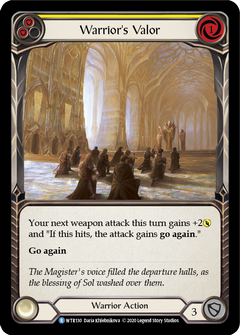 Warrior's Valor (Yellow) [U-WTR130] (Welcome to Rathe Unlimited)  Unlimited Rainbow Foil-2