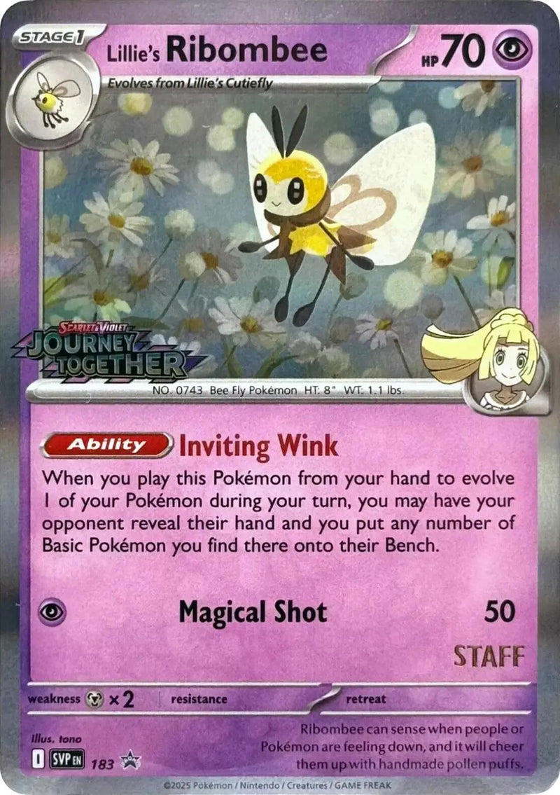 Lillie's Ribombee (183) (Prerelease Staff) [Scarlet & Violet: Black Star Promos]-1