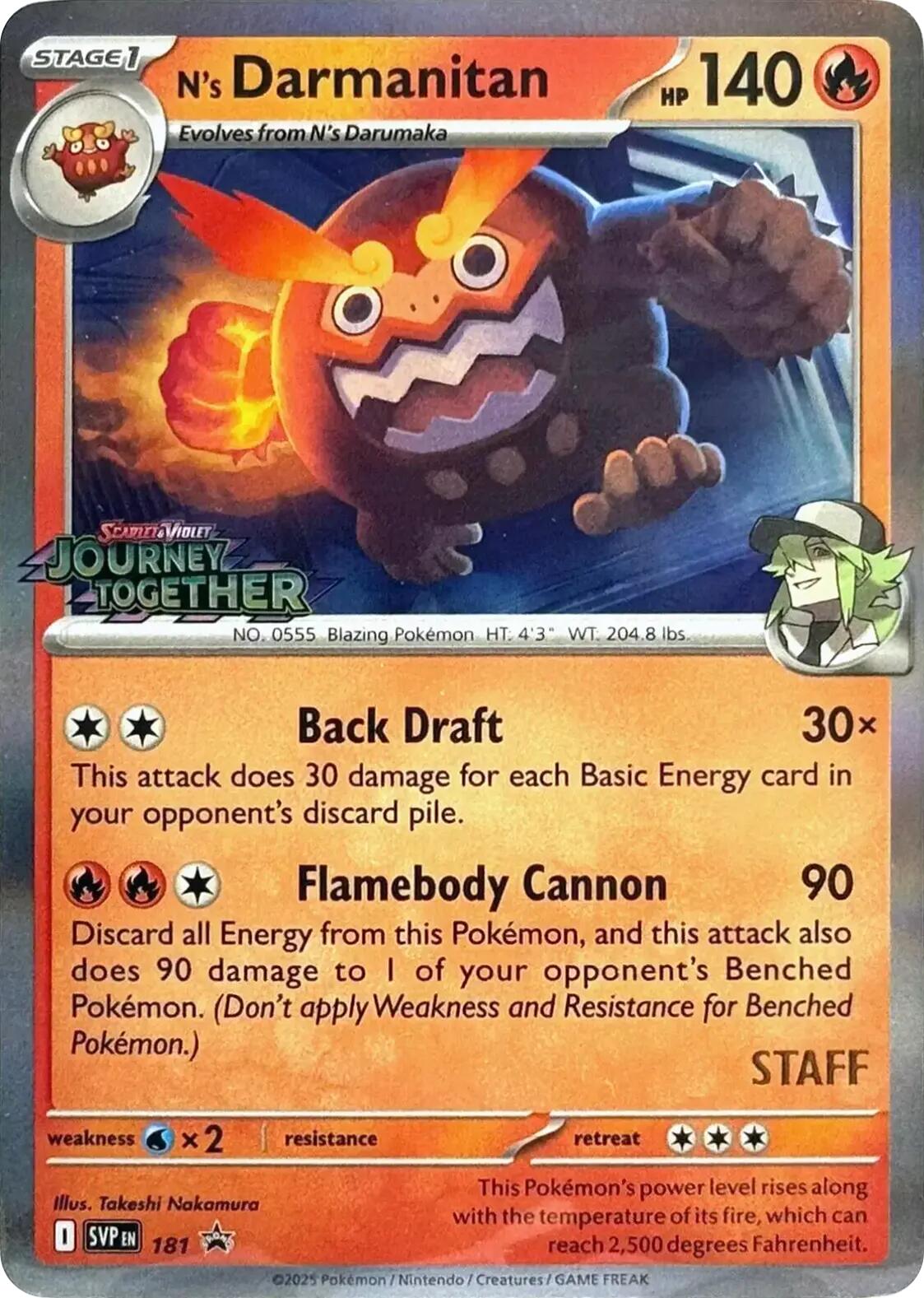 N's Darmanitan (181) (Prerelease Staff) [Scarlet & Violet: Black Star Promos]-1