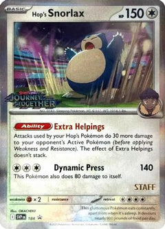 Hop's Snorlax (184) (Prerelease Staff) [Scarlet & Violet: Black Star Promos]-1