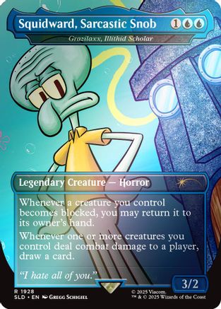 Squidward, Sarcastic Snob - Grazilaxx, Illithid Scholar (Rainbow Foil) [Secret Lair Drop Series]-1