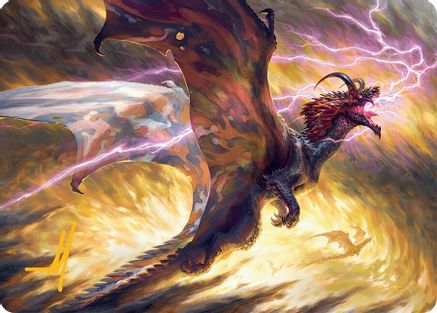 Stormscale Scion Art Card (17/54) (Gold-Stamped Signature) [Tarkir: Dragonstorm Art Series]-1
