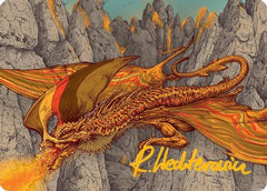 Magmatic Hellkite Art Card (34/54) (Gold-Stamped Signature) [Tarkir: Dragonstorm Art Series]-1