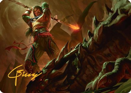 Sarkhan's Resolve Art Card (18/54) (Gold-Stamped Signature) [Tarkir: Dragonstorm Art Series]-1