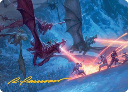 Dragonback Assault Art Card (22/54) (Gold-Stamped Signature) [Tarkir: Dragonstorm Art Series]-1
