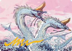 Twinmaw Stormbrood Art Card (39/54) (Gold-Stamped Signature) [Tarkir: Dragonstorm Art Series]-1