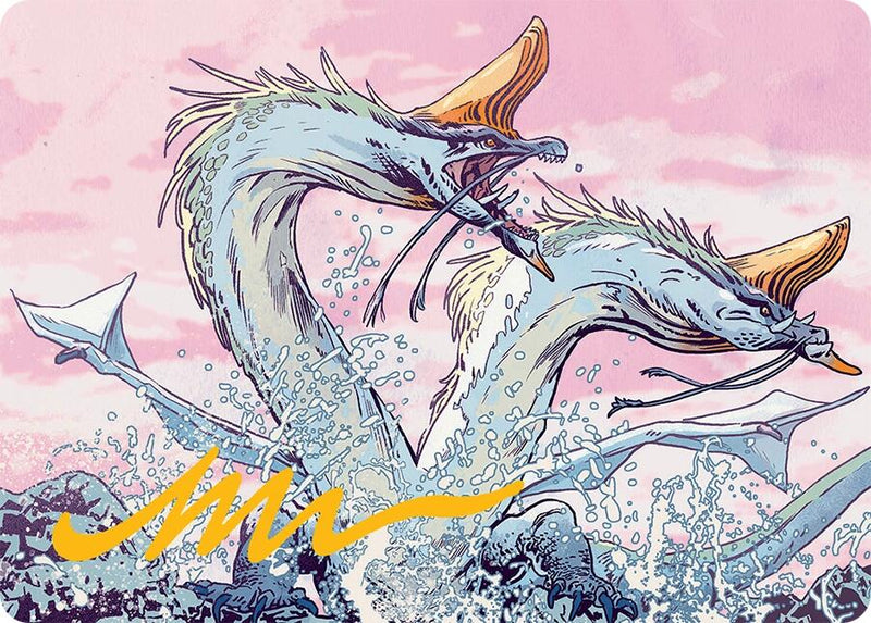 Twinmaw Stormbrood Art Card (39/54) (Gold-Stamped Signature) [Tarkir: Dragonstorm Art Series]-1