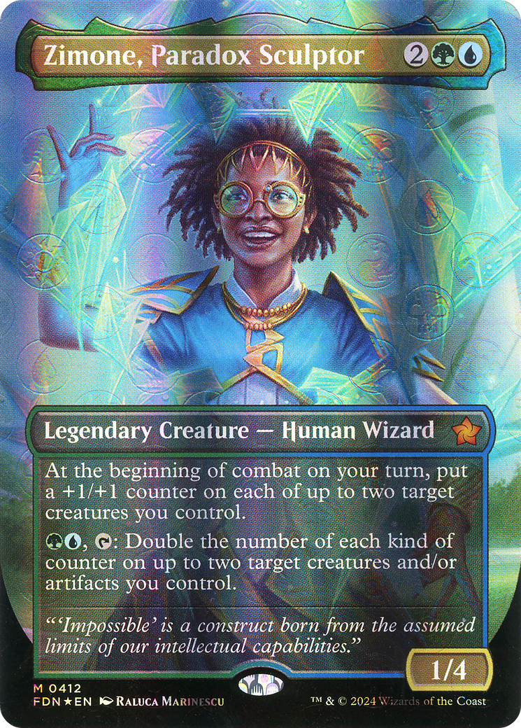 Zimone, Paradox Sculptor (Borderless) (Mana Foil) (FDN-412) - Foundations (Borderless) Foil-1