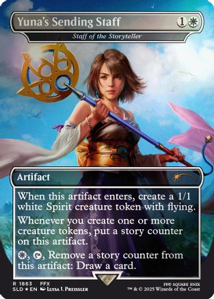 Yuna's Sending Staff - Staff of the Storyteller (Rainbow Foil) (SLD-1863) - Secret Lair Drop Series Foil-1