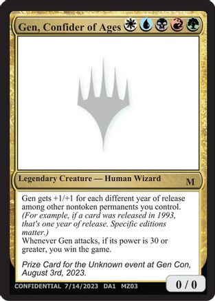 Gen, Confider of Ages (-) - Un-Known Event Playtest Cards-1