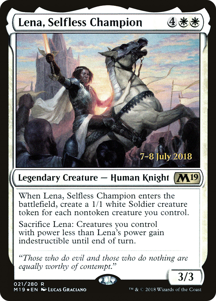 Lena, Selfless Champion [Core Set 2019 Prerelease Promos]-1