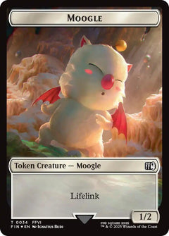 Moogle // Zombie Double-Sided Token (Surge Foil) [FINAL FANTASY Commander Tokens]-1