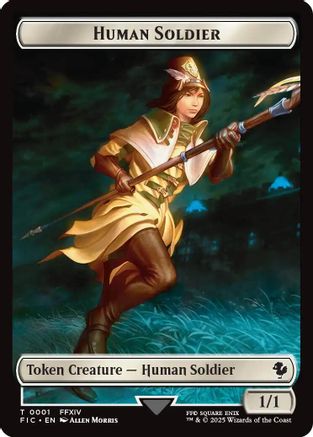 Human Soldier // Hero (0033) Double-Sided Token (Surge Foil) [FINAL FANTASY Commander Tokens]-3