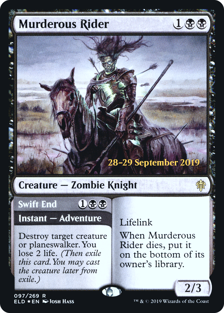 Murderous Rider // Swift End [Throne of Eldraine Prerelease Promos]-1