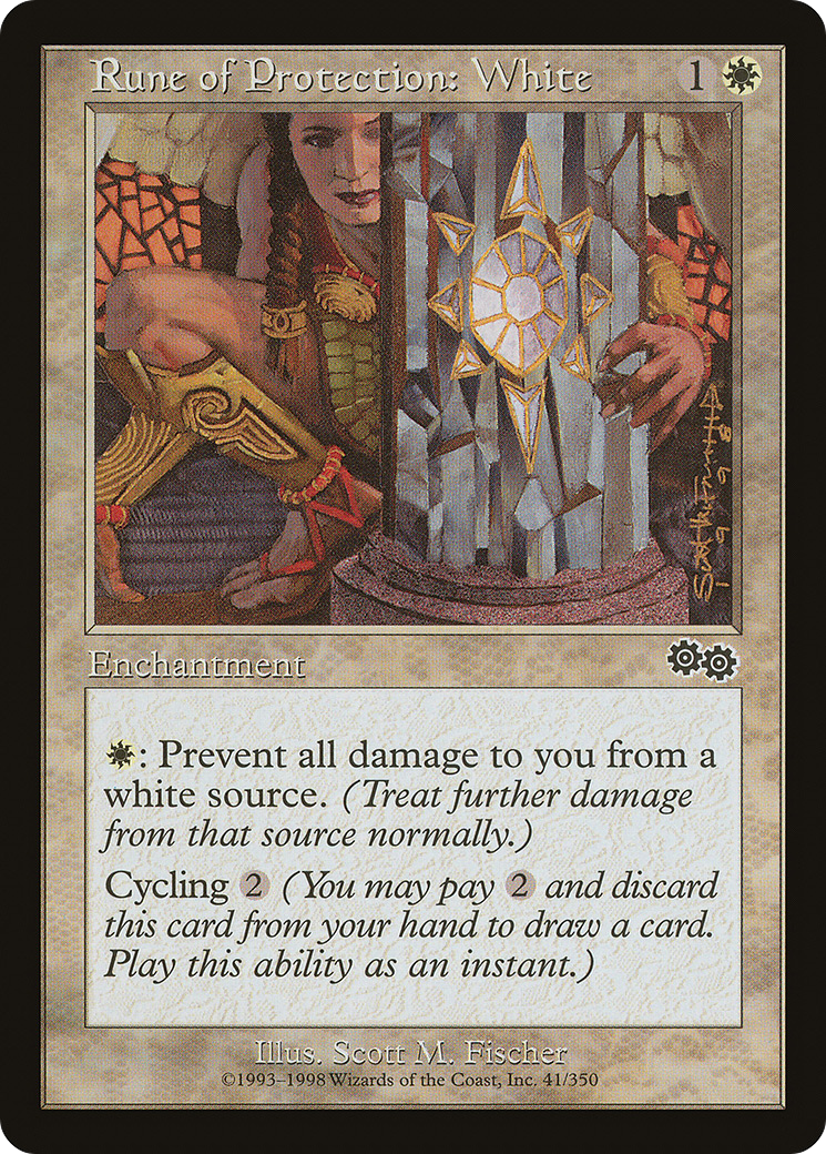 Rune of Protection: White [Urza's Saga]-1