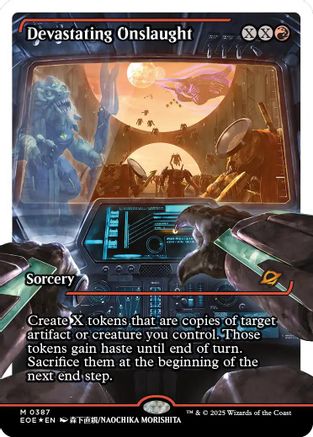 Devastating Onslaught (0387) (Showcase) (Fracture Foil) [Edge of Eternities]-1