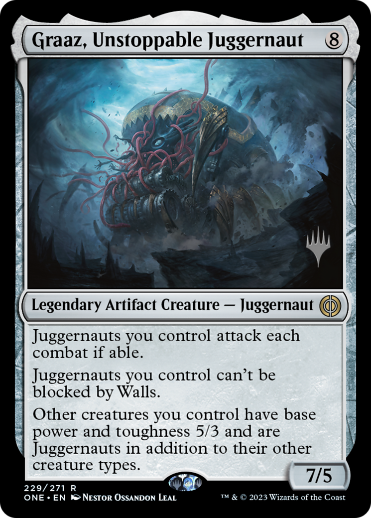 Graaz, Unstoppable Juggernaut (Promo Pack) [Phyrexia: All Will Be One Promos]-1