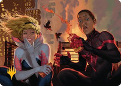 Heroes' Hangout Art Card (Gold-Stamped Planeswalker Symbol) (AASPM-014) - Art Series: Marvel's Spider-Man-1