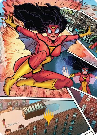 Spider-Woman, Stunning Savior Art Card (Gold-Stamped Planeswalker Symbol) (AASPM-051) - Art Series: Marvel's Spider-Man-1