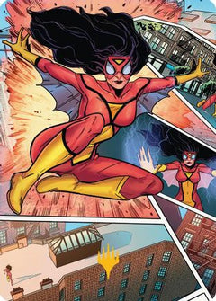 Spider-Woman, Stunning Savior Art Card (Gold-Stamped Planeswalker Symbol) (AASPM-051) - Art Series: Marvel's Spider-Man-1