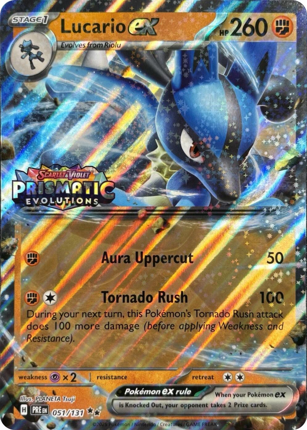 Lucario ex (051/131) (Prismatic Evolutions Stamp) [Miscellaneous Cards]-1