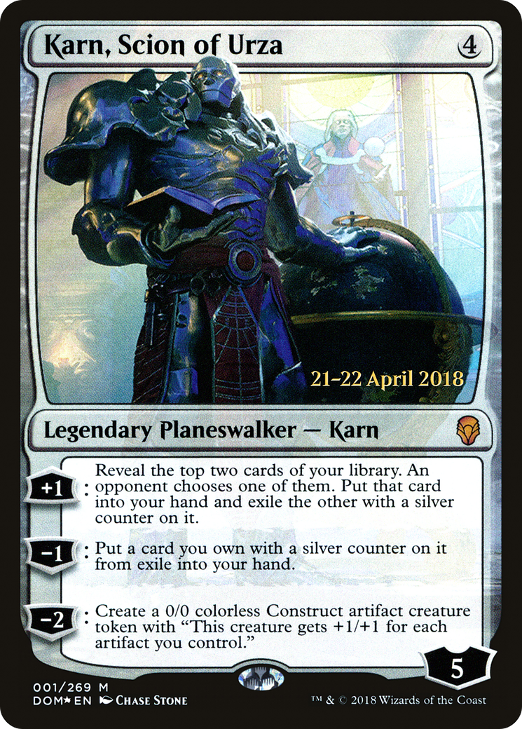 Karn, Scion of Urza [Dominaria Prerelease Promos]-1