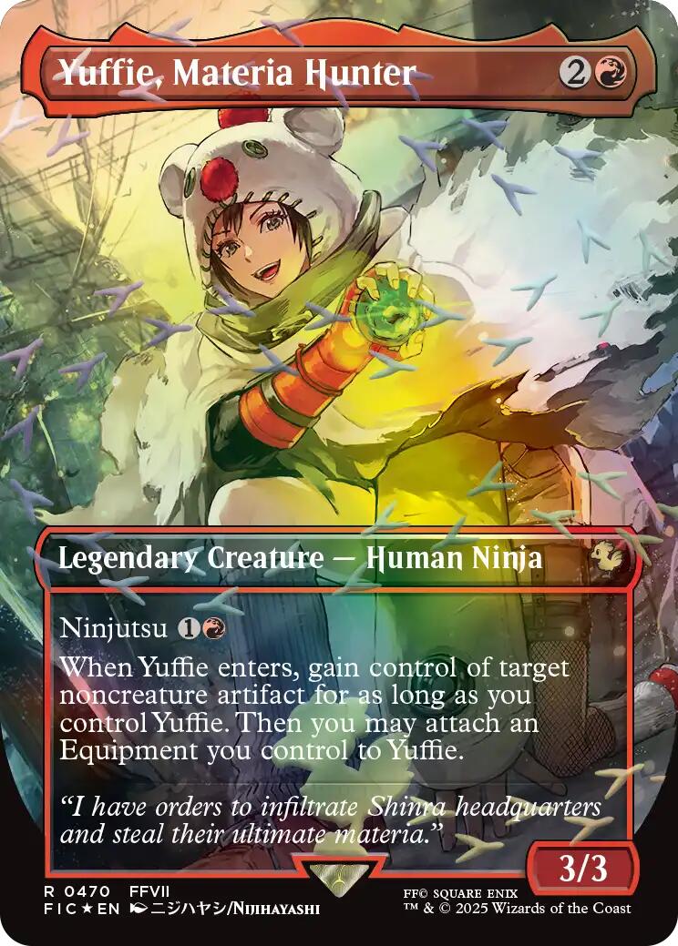 Yuffie, Materia Hunter (Borderless) (Chocobo Track Foil) [FINAL FANTASY Commander]-1