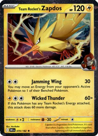 Team Rocket's Zapdos 070/182  - Holofoil Miscellaneous Cards & Products - Promo-1