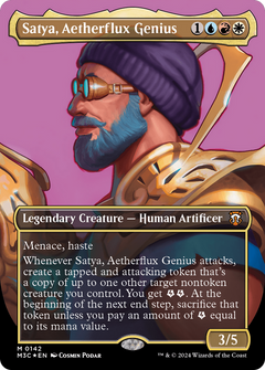 Satya, Aetherflux Genius (Borderless) (Ripple Foil) [Modern Horizons 3 Commander]-1