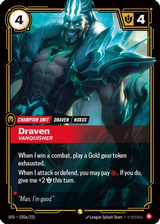 Draven - Vanquisher (Alternate Art) (020a/221) - Spiritforged Foil-1