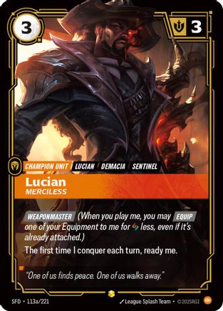 Lucian - Merciless (Alternate Art) (113a/221) - Spiritforged Foil-1